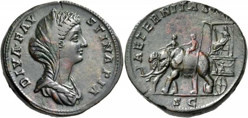 Diva Faustina Junior, died 175/6. Sestertius (Orichalcum, 31 mm, 25.45 g, 12 h),...