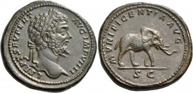 Septimius Severus, 193-211. Sestertius (Orichalcum, 33 mm, 32.64 g, 5 h), Rome, 196-197. L SEPT SEV PERT AVG IMP VIIII Laureate head of Septimius Seve...