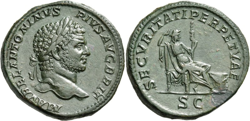 Caracalla, 198-217. Sestertius (Orichalcum, 30 mm, 24.10 g, 12 h), Rome, 211-213...