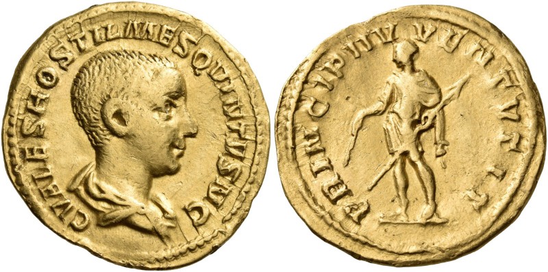 Hostilian, as Caesar, 250-251. Aureus (Gold, 20 mm, 3.94 g, 6 h), Rome, 251. C V...