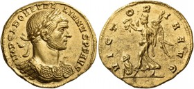 Aurelian, 270-275. Aureus (Gold, 22 mm, 4.53 g, 12 h), Mediolanum, 3rd emission, mid-end 272. IMP C L DOM AURELIANVS P F AVG Laureate and cuirassed bu...