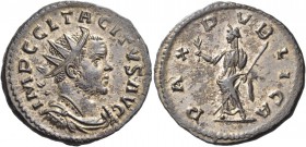 Tacitus, 275-276. Antoninianus (Billon, 22 mm, 4.02 g, 6 h), Lugdunum, November-December 275. IMP C CL TACITVS AVG Radiate, draped and cuirassed bust ...