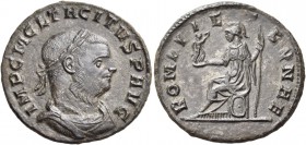 Tacitus, 275-276. Denarius (Billon, 20 mm, 2.89 g, 6 h), struck from Aureus dies, Siscia, November-December 275. IMP C M CL TACITVS P AVG Laureate, dr...
