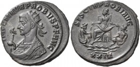 Probus, 276-282. Antoninianus (Billon, 20 mm, 3.92 g, 1 h), Siscia, third officina, 277. IMP C M AVR PROBVS P F AVG Radiate bust of Probus to left, we...