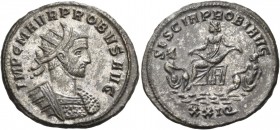 Probus, 276-282. Antoninianus (Billon, 21 mm, 3.80 g, 1 h), Siscia, fourth officina, 277. IMP C M AVR PROBVS AVG Radiate and cuirassed bust of Probus ...