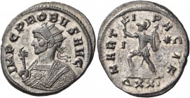 Probus, 276-282. Antoninianus (Billon, 23 mm, 4.36 g, 12 h), Ticinum, 280. IMP C PROBVS AVG Radiate bust of Probus to left, wearing imperial mantle an...
