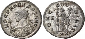 Probus, 276-282. Antoninianus (Billon, 22 mm, 4.06 g, 5 h), Ticinum, 280-282. IMP C PROBVS P F AVG Radiate bust of Probus in imperial mantle to left, ...