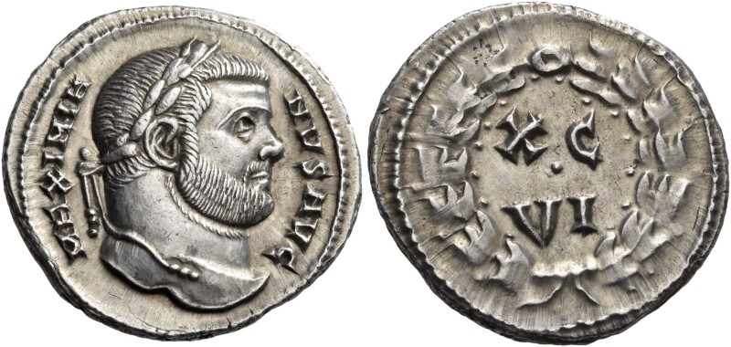 Maximianus, first reign, 286-305. Argenteus (Silver, 18 mm, 3.39 g, 12 h), Rome,...