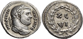 Maximianus, first reign, 286-305. Argenteus (Silver, 18 mm, 3.39 g, 12 h), Rome, c. 300. MAXIMIA-NVS AVG Laureate head of Maximianus to right. Rev. XC...
