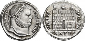 Constantius I, as Caesar, 293-305. Argenteus (Silver, 20 mm, 3.22 g, 11 h), Antioch, eighth officina, 298. CONSTANTI-VS CAESAR Laureate head of Consta...
