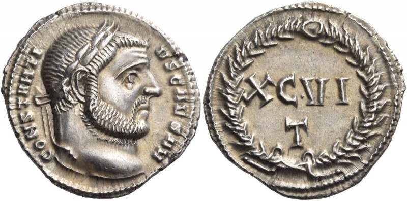 Constantius I, as Caesar, 293-305. Argenteus (Silver, 19 mm, 2.87 g, 12 h), Tici...