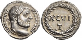 Constantius I, as Caesar, 293-305. Argenteus (Silver, 19 mm, 2.87 g, 12 h), Ticinum, circa 300. CONSTANTI-VS CAESAR Laureate head of Constantius to ri...
