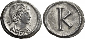 Constantinopolis - Commemorative Series, 330 AD. 1/3 Siliqua (Silver, 11 mm, 1.02 g, 11 h), Constantinople. Draped bust of Constantinopolis to right, ...
