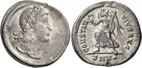 Constantius II, 337-361. Siliqua (Silver, 21 mm, 3.05 g, 5 h), Cyzicus, 337-340. Laurel and rosette diademed head of Constantius II to right, looking ...