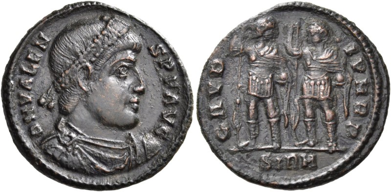 Valens, 364-378. (Bronze, 19 mm, 2.60 g, 12 h), Pattern for a gold semissis or a...