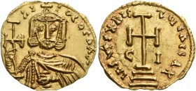Nicephorus I, 802-811. Solidus (Gold, 19 mm, 3.82 g, 6 h), uncertain Sicilian mint, probably Syracuse, 802-803. NI-FOROS bAS Bearded and facing bust o...