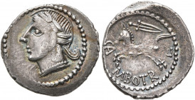 CENTRAL GAUL. Bituriges Cubi. Circa 60-50 BC. Quinarius (Silver, 17 mm, 1.93 g, 3 h), 'à l'épée' type. Celticized male head left, wearing laurel wreat...