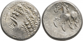CENTRAL EUROPE. Noricum (East). Circa 2nd-1st centuries BC. Tetradrachm (Silver, 23 mm, 11.06 g, 9 h), 'Samobor A' type. Celticized head of Apollo to ...