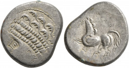 CENTRAL EUROPE. Noricum (East). Circa 2nd-1st centuries BC. Tetradrachm (Silver, 24 mm, 10.15 g, 10 h), 'Samobor A' type. Celticized head of Apollo to...