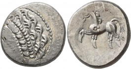 CENTRAL EUROPE. Noricum (East). Circa 2nd-1st centuries BC. Tetradrachm (Silver, 24 mm, 11.24 g, 10 h), 'Samobor A' type. Celticized head of Apollo to...