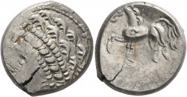 CENTRAL EUROPE. Noricum (East). Circa 2nd-1st centuries BC. Tetradrachm (Silver, 23 mm, 11.20 g, 10 h), 'Samobor A' type. Celticized head of Apollo to...