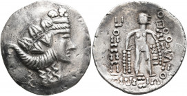 LOWER DANUBE. Imitations of Thasos. Late 2nd-1st Centuries BC. Tetradrachm (Silver, 33 mm, 16.39 g, 11 h). Celticized head of Dionysos to right, weari...