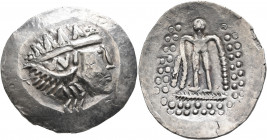 LOWER DANUBE. Imitations of Thasos. Late 2nd-1st Centuries BC. Tetradrachm (Silver, 35 mm, 16.38 g, 3 h). Celticized head of Dionysos to right, wearin...