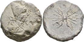 SPAIN. Malaka. 1st century BC-1st century AD. Unit (Lead, 47 mm, 144.98 g). Head of Vulcan to right, wearing cap, tongs over his right shoulder. Rev. ...