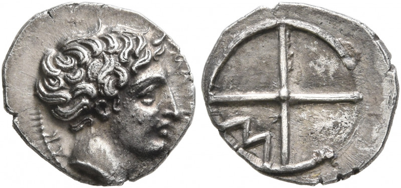 GAUL. Massalia. Circa 410-380 BC. Obol (Silver, 11 mm, 0.79 g, 7 h). MAΣ[ΣAΛIΩT]...