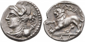 GAUL. Massalia. Circa 125-90 BC. Drachm (Silver, 15 mm, 2.76 g, 3 h). Laureate head of Artemis to left, wearing pendant earring and pearl necklace and...