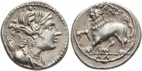 GAUL. Massalia. Circa 125-90 BC. Drachm (Silver, 16 mm, 2.84 g, 5 h). Draped bust of Artemis to right, wearing stephane, bow and quiver over shoulder....