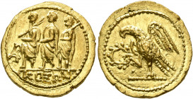 SKYTHIA. Geto-Dacians. Koson, mid 1st century BC. Stater (Gold, 19 mm, 8.49 g, 12 h), Olbia. KOΣΩN Roman consul accompanied by two lictors advancing l...