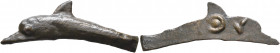 SKYTHIA. Olbia. 5th century BC. Cast unit (Bronze, 32 mm, 1.74 g, 12 h). Dolphin left. Rev. ΘΥ on blank surface. HGC 3.2, 1879. SNG BM Black Sea 369-7...