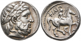 KINGS OF MACEDON. Philip II, 359-336 BC. Tetradrachm (Silver, 23 mm, 14.30 g, 3 h), Amphipolis, struck under Antipater, Polyperchon or Kassander, circ...