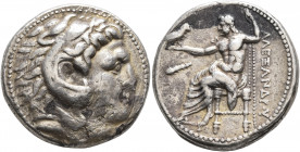 KINGS OF MACEDON. Alexander III ‘the Great’, 336-323 BC. Tetradrachm (Silver, 25 mm, 16.84 g, 9 h), Amphipolis, struck under Antipater, circa 332-326....