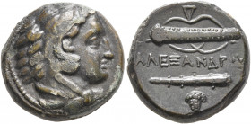 KINGS OF MACEDON. Alexander III ‘the Great’, 336-323 BC. AE (Bronze, 17 mm, 6.33 g, 3 h), uncertain mint in Macedon, circa 323-310. Head of Herakles t...