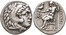 KINGS OF MACEDON. Alexander III ‘the Great’, 336-323 BC. Drachm (Silver, 18 mm, 4.13 g, 12 h), Miletos, circa 295-275. Head of Herakles to right, wear...