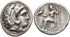 KINGS OF MACEDON. Philip III Arrhidaios, 323-317 BC. Drachm (Silver, 17 mm, 4.27 g, 3 h), Babylon, struck under Archon, Dokimos or Seleukos I. Head of...
