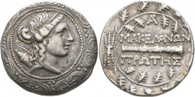 MACEDON (ROMAN PROTECTORATE), Republican period. First Meris. Circa 167-149 BC. Tetradrachm (Silver, 30 mm, 16.65 g, 9 h), Amphipolis. Diademed and dr...