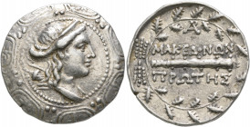 MACEDON (ROMAN PROTECTORATE), Republican period. First Meris. Circa 167-149 BC. Tetradrachm (Silver, 31 mm, 16.84 g, 9 h), Amphipolis. Diademed and dr...