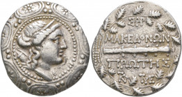 MACEDON (ROMAN PROTECTORATE), Republican period. First Meris. Circa 167-149 BC. Tetradrachm (Silver, 32 mm, 16.99 g, 12 h), Amphipolis. Diademed and d...