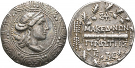 MACEDON (ROMAN PROTECTORATE), Republican period. First Meris. Circa 167-149 BC. Tetradrachm (Silver, 30 mm, 16.88 g, 12 h), Amphipolis. Diademed and d...