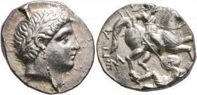 KINGS OF PAEONIA. Patraos, circa 335-315 BC. Tetradrachm (Silver, 24 mm, 12.82 g, 10 h), Astibos or Damastion. Laureate head of Apollo to right. Rev. ...