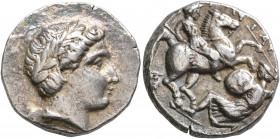 KINGS OF PAEONIA. Patraos, circa 335-315 BC. Tetradrachm (Silver, 22 mm, 12.67 g, 5 h), Astibos or Damastion. Laureate head of Apollo to right. Rev. [...