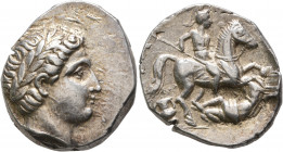KINGS OF PAEONIA. Patraos, circa 335-315 BC. Tetradrachm (Silver, 24 mm, 12.89 g, 7 h), Astibos or Damastion. Laureate head of Apollo to right. Rev. [...
