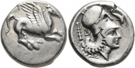 ILLYRIA. Dyrrhachion. Circa 344-300 BC. Stater (Silver, 19 mm, 8.55 g, 6 h). Δ Pegasos flying right. Rev. Head of Athena to right, wearing Corinthian ...