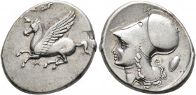 AKARNANIA. Argos Amphilochikon. Circa 330-280 BC. Stater (Silver, 23 mm, 8.39 g, 1 h). A Pegasos flying left. Rev. Head of Athena to left, wearing Cor...