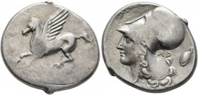 AKARNANIA. Argos Amphilochikon. Circa 330-280 BC. Stater (Silver, 22 mm, 8.38 g, 4 h). [A] (?) Pegasos flying left. Rev. Head of Athena to left, weari...