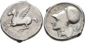 AKARNANIA. Argos Amphilochikon. Circa 330-280 BC. Stater (Silver, 22 mm, 8.46 g, 1 h). A Pegasos flying left. Rev. AP Head of Athena to left, wearing ...