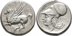AKARNANIA. Argos Amphilochikon. Circa 340-300 BC. Stater (Silver, 20 mm, 8.56 g, 11 h). A Pegasos flying left. Rev. AMΦI Head of Athena to left, weari...